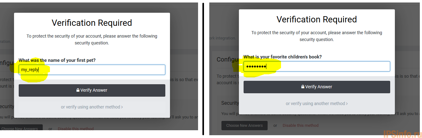 Security Question Password Mask