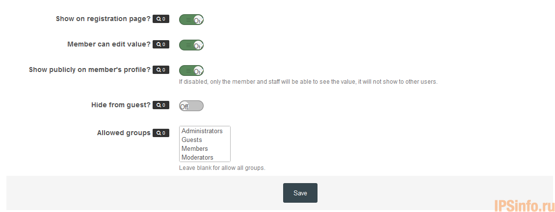 (SIV41) Allow Groups For Profile Fields